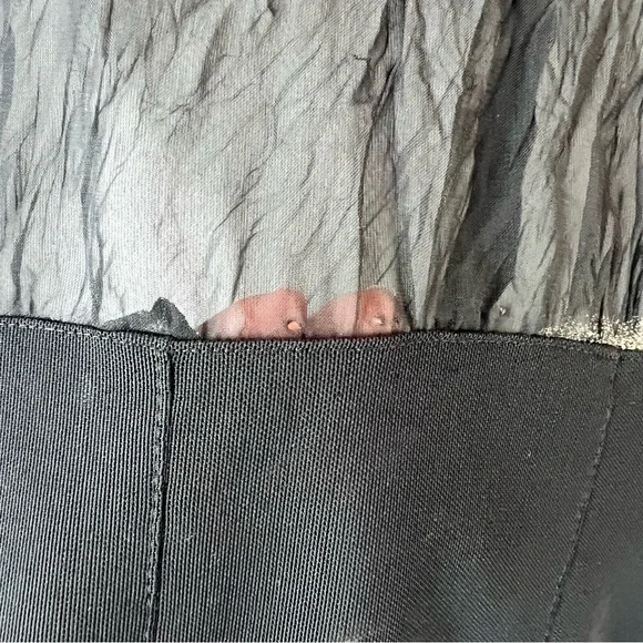 Vintage Blacky dress Berlin sleeved semi-sheer top. Black with Floral Design 8 - Picture 10 of 16